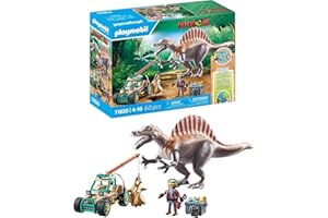 PLAYMOBIL | Dinos | Ataque del Spinosaurus en Excavación de Dinosaurios | Set de Juego de Dinosaurios | Juguete de acción | Juguete de Aventura para niños y niñas a Partir de 4 años | 71820
