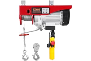 VEVOR Paranco Elettrico Doppio Cavo Carico max. 400 kg, Telecomando a Filo 4,2 m, Altezza di Sollevamento Cavo Singolo 12 m, Paranco Arresto di Emergenza, Sollevatore per Garage, Magazzino, Fabbrica