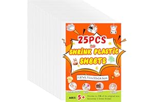 WOOWAIR 25 Pezzi Fogli di Plastica Termoretraibile, 14,5 x 20 cm Magica Shrink Plastic, Pellicole di Plastica Termoretraibili, Shrink Plastic per Artigianale Creativa Fai da Te