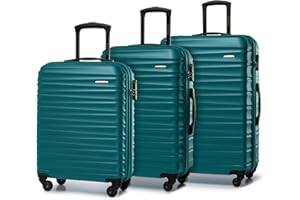 WITTCHEN GROOVE Line Set di 3 Valigie (S+M+L) Rigido in ABS 4 Ruote Serratura a Combinazione Manico Telescopico Verde