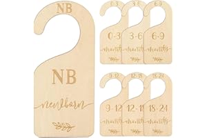 Tiamorph 7pcs Wood Baby Wardrobe Dividers, Baby Clothes Dividers from Newborn to 24 Month Unisex Baby Clothes Organizers Smooth Safe Wardrobe Separators