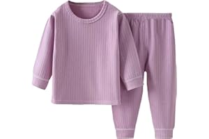 Hikewin Unisex Kids Thermal Underwear Sets Boys Girls Winter Base Layer Top & Bottom Fleece Cotton Warm Soft Underwear Pajamas 6Months-11Years