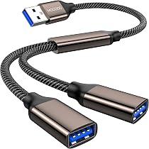 Villageboom Splitter USB 2.0 Y da 1 a 2 / USB maschio a 2 USB femmina adpater – soluzione rapida per collegare un secondo dispositivo USB, lunghezza 33 cm, prodotto con valore sociale