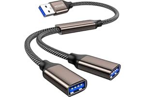MOGOOD USB Splitter, USB 3.0 Splitter Y Cavo, USB Maschio a Dual USB Femmina Y Splitter Hub Estensione del cavo di alimentazione per la trasmissione/ricarica per laptop, Mac, auto, HDD, PS