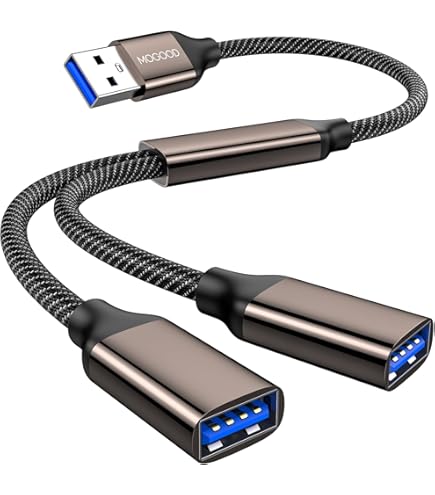 USB-A Splitter 1 Auf 2 – USB 2.0 Adapter Für Datenübertragung & Laden, Bis 480 Mbit/s, Inkl. Kabel, Schwarz