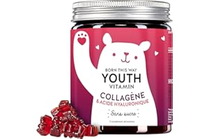 Collagène, acide hyaluronique et Q10 - Complexe anti-âge hautement dosé avec antioxydants - Gummies sans sucre - 90 gummies - Bears with Benefits