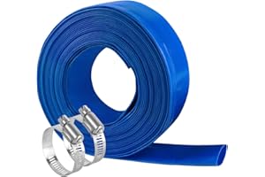 EASTRANS 2.5" x 25 FT Blue PVC Lay-Flat Backwash Hose for Swimming Pools, Heavy Duty Discharge Hose Reinforced Pool Drain Hose, Weather Resistant Ideal for Water Transferring