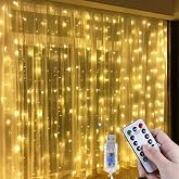 ROBEVE 3x3 Metre Peri Led Kumandalı Perde Asma Kancalı Peri Led Yılbaşı Led G&uuml;n Işığı Led Işık 8 Modlu Parti Işığı Dekoratif 