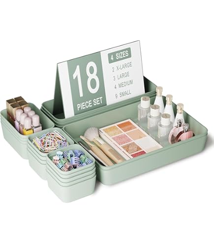 4 stuks doorzichtige lade-organizer, groot 30 cm, make-uptafel, opbergsysteem, make-up badkamer, lade-organizer, voor keuken, cosmetica, bureau, kantoor, badkamer lade