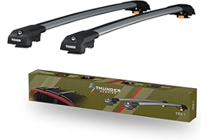Thunder Carrier TRX1 Roof Rack For DACIA DUSTER (HM) SUV 2023 Aluminium Roof Rack Cross Bars Lockable - Fit Raised Side Rails Roof Rails Cross Bar, Rail Carrier NEW Duster (Silver)