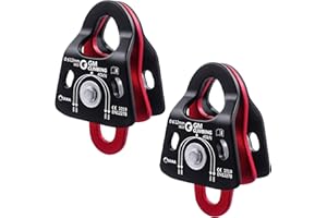 GM CLIMBING CE UIAA Certified Ball Bearing 40kN Micro Double Pulley Prusik Minding Pulley Lightweight for Mechanical Advantage Block and Tackle Lifting Climbing Rescue Tree Climbing