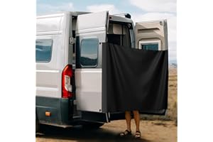 Federedevo Black RV Truck Camper Van Rear Door Shower Curtain for Mercedes-Benz Sprinter, Ford Transit, Ram Promaster Vans Quick Hooks Installation, Privacy Protection