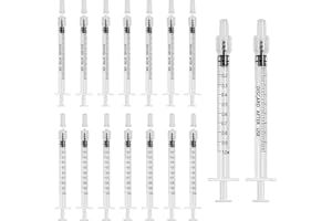 WYTNB 16 Piece Plastic Syringe Set, 1 ml Thread Port Colostrum Syringe Without Needles, Durable Clear Scale Dosing Syringe with Cap, Syringe Lock Latex-Free for Feeding Pets