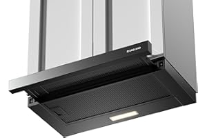 GASLAND BR60BP Dunstabzugshaube 60 cm umluft breit, einbau flachschirmhaube 335 m³/h mit CF132 Aktivkohlefilter, Integrierte Flach Abluft Abzugshaube Schwarz