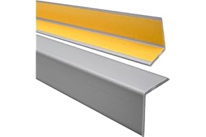 Quest Cornière PVC 40x40mm – Profilé d’Angle de Protection autoadhésif, Souple, Baguette pour rebords et Coins – Argent, 70cm
