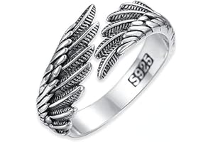 DANWINTY Feder Ring Verstellbar Silber Ring Unisex Vintage Angel Flügel Ring Frauen Offene Ring für Damen Herren Schmuck personalisiert Geschenk