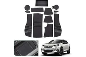 GAFAT Peugeot 2008 e-2008 2020-2024 2025 Tapis Anti-dérapants, Peugeot 2008 Restyling Tapis en Caoutchouc Accoudoir Console Centrale, Porte-Gobelet, Rainure de Porte, Peugeot 2008 Accessoires (Noir)