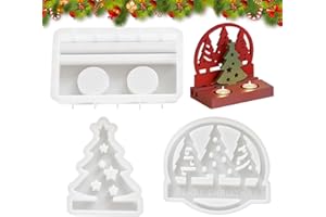 PLUSHCEWT Resin Mould 3-Piece Set - Christmas Candle Holder, Tree Moulds, Silicone Mould, Epoxy Resin Moulds