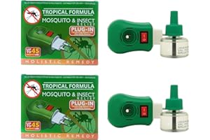 SHOPEASE Plug-in Mosquito Repellent & Insect Killer for Home & Travel | Odourless Tropical Formula | Up to 45 Nights per Refill | 2 Pack (2 Devices + 2 Refills)