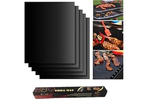 NUDFSY BBQ Mats for Gas Grill Reusable, Pack of 5 Universal Oven Liners,Mats for Baking N Gas, Reusable, Washable, Non Stick For Charcoal Or Gas Grills