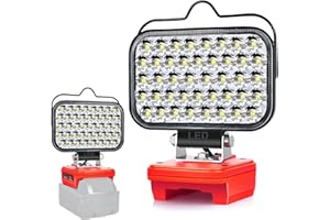EDTRAN Lampe Led Rechargeable Pour Batterie Milwaukee 18V,80W Baladeuse Lampe de Chantier Alimenté Par Pile, Projecteur Led Rechargeable avec Charge Type C & USB (Sans Batterie)