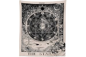 INTDORM Tarot Star Tapestry Zodiac Astrology Meditation Medieval Tarot Decor Wall Tapestry For Bedroom (130x150cm)