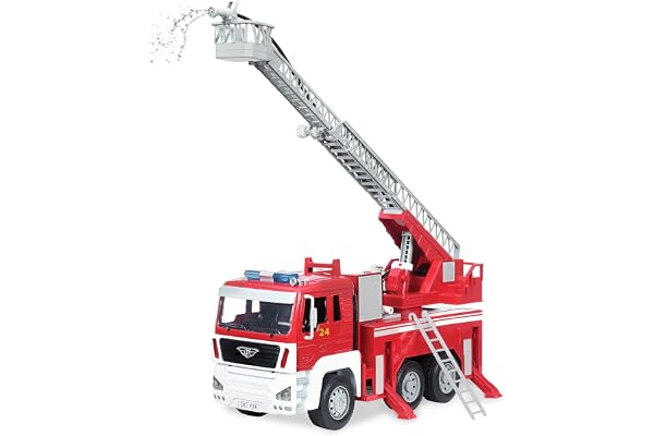B. toys Driven by Battat - Grand Camion de Pompiers pour Enfants - Véhicule de Sauvetage Jouet - Camion-Jouet d'urgence Rouge - Lumières et Sons - 3 Ans et +