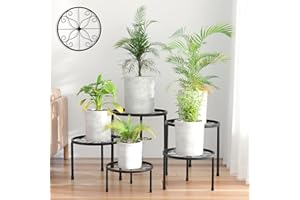 Ziwijity 5er-Set Blumenständer aus Metall, Pflanzenständer für Innen Außen Garten Pflanzen,Blumentopf Ständer für Pflanzentreppe, Anti-Rost Eisen Display Rack für Haus & Garten Dekoration (Schwarz)