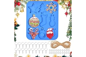 LPAMABA 9 Forma Moldes Resina Navideños Moldes Silicona Navidad Moldes para Resina Epoxi de Navidad para Árbol de Navidad Copo Estrella Calcetín para DIY Adornos Navideños