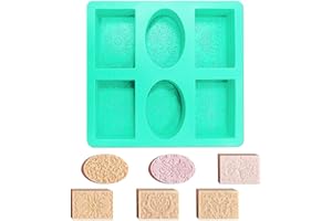 Graplan Silikon Seifenformen, 6 Hohlräume Silikonformen für Seife, Silikonform Oval und Rechteckig für Seife DIY Formen,Kuchen,Backen,Schokolade
