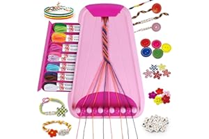 MARTIOUNT Friendship Bracelet Making Kit - Arts & Crafts for Kids 8-12, Jewelry Making Kit with 28 Pre-Cut Threads, Birthday Gifts for Girls Ages 6-12, Travel Activity Set (Pink)
