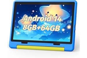 Eksvefot Kids Tablet 10 Inch Android 14 Tablet for Kids Ages 3-12, Octa-Core, 8+64GB (TF 1TB), Parental Control, Pre-Installed KIDOZ, Dual Camera, 5G WIFI, BT5.3 Tablet PC with Shockproof Case -Blue
