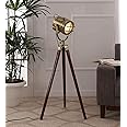 Wood Decorative Antique LED Tripod Floor Lamp, Brown