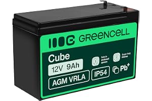 Green Cell AGM 12 V 9Ah VRLA blybatteri för leksaker och gräsklippare | för lådor och vågar, larm- och brandsäkerhetssystem, övervakningskameror och telekommunikationssystem