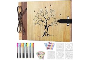 ZEEYUAN Album Fotografico in Legno Albero Album Foto Fai da Te 80 Pagine Libro degli Ospiti del Matrimonio Anniversario di Compleanno Regalo di Festa della Mamma per Madre Donne