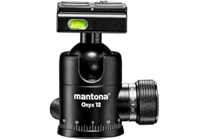 Mantona Onyx 12 głowic kulowych (M1-3612A) Arca-Swiss kompatybilna płytka szybkiego montażu 50 mm, profesjonalne wykonanie dla lustrzanki cyfrowej, kamery cyfrowej, kamery cyfrowej, kamkordera czarna