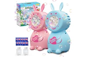 PANACARE 2 st elektrisk såpbubbelmaskin, såpbubbelleksak för barn 5 000+ bubblor/min med såpbubbellösning för bröllop/födelsedag/fest, present till pojkar och flickor 345678, bubbelmaskin