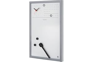 Bi-Office Tableau magnétique effaçable à sec avec Horloge/Planificateur Hebdomadaire 30 x 45 cm Gris