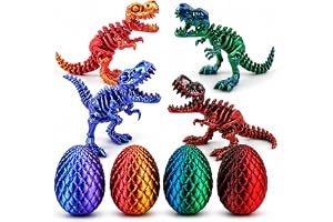 Dubydu 4 st dinosaurieägg, 3D-tryckt, fidgetleksak, ledleksak, skelett, dinosaurie, leksak för barn 3-12 år, stressminskning