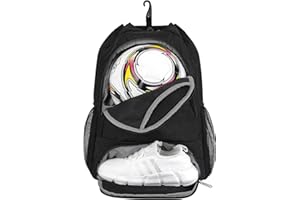 ‎SPORTSNEW Fußball Tasche, Basketball Kordelzug Rucksack Verstellbar Sportrucksack mit Ballfach & Schuhfach und Nasstasche Tunnelzug Daypack für Herren Damen