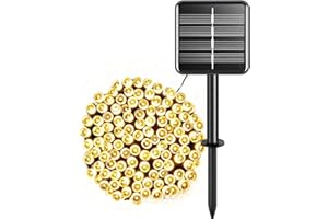 A.bigwhale Guirlande Lumineuse Solaire Extérieure 5M, 50 LED Lumineuse Étanche 8 Modes Guirlande Solaire Exterieur pour Jardin Cour Mariage Terrasse Noël Décoration de Fête, Blanc Chaud