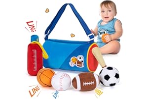 OUOZZZ Ensemble de Balles en Peluche - Jouets Sensoriels Avec Sons pour Bébé Garçon, Cadeaux pour Garçons de 1 2 3 Ans, 22cm