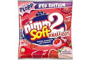 ‎NIMM2 SOFT nimm2 soft Knallrot – 1 x 240 g – Gefüllte Kaubonbons mit Fruchtsaft und Vitaminen
