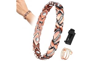 Magnetiskt armband för kvinnor och magnetiska ringar, magnetarmband för kvinnor minskar smärta och artrit rostfritt stål terapeutisk magnet armband justerbar storlek & smycke presentförpackning