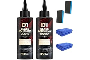 LONGGAOGAO D1 Glass Polishing Liquid, Auto Glass Scratch Care Polishing Fluid, Eliminates Coatings, Waxes, Oils And More (2PC)