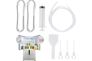 SPDYCESS 8 Stück Kühlschrank Abflussloch Reinigungsset, Kühlschrankbürste Reinigungsbürste, Rohrreinigungsspiralbürste Spritze mit Schlauch für Kühlschrank Gefrierschrank Küche