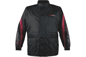 A-PRO Veste Pluie Nylon 100% Etanche Capuche Reflechissant Moto Motard Rouge 3XL