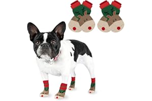 RANYPET Christmas Dog Socks 2 Pairs - Non Slip Dog Grip Socks with with Adjustable Straps Traction Control for Hardwood Floor, Pet Paw Protector for Small Medium Large Dogs S