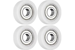 sourcing map 4Pcs Ball Bearing Guide 10 x 35 x 11mm Double Shielded POM Roller Bearings, Flat Pulley Wheel for Furniture, Hardware Accessories, White