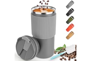 CS COSDDI Thermobecher- Isolierbecher, Kaffeebecher to Go 450ml/15oz auslaufsicher Reisebecher mit Deckel Coffee Mug mit Deckel Cafe to Go Becher für Tee Kaffee Heißes Kaltes Wasser Kaffee Reisebecher